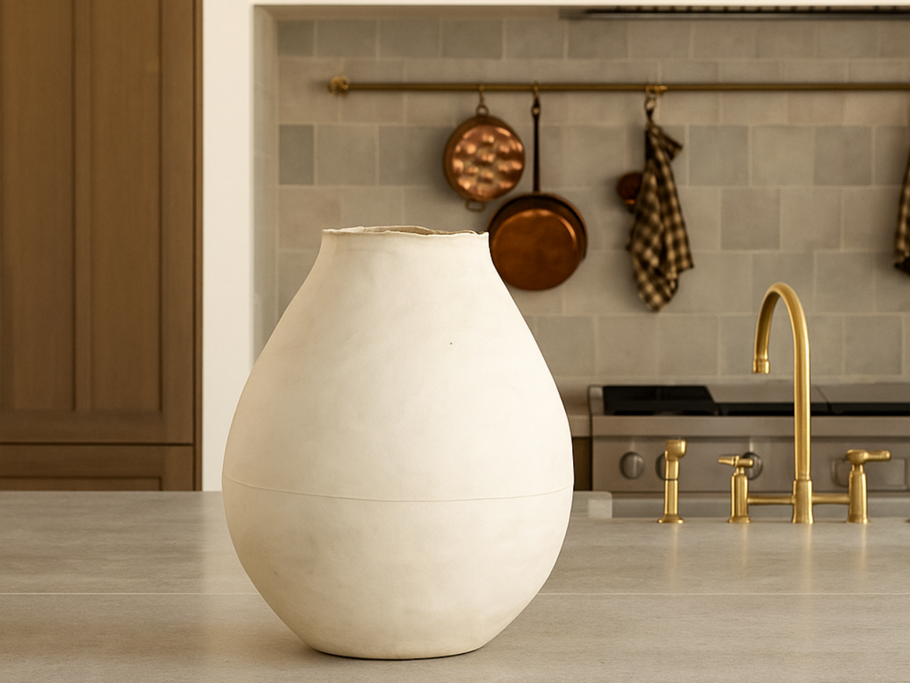 beautiful-white-vase-handmade-standing-on-kitchen-counter-sold-by-milc-and-co