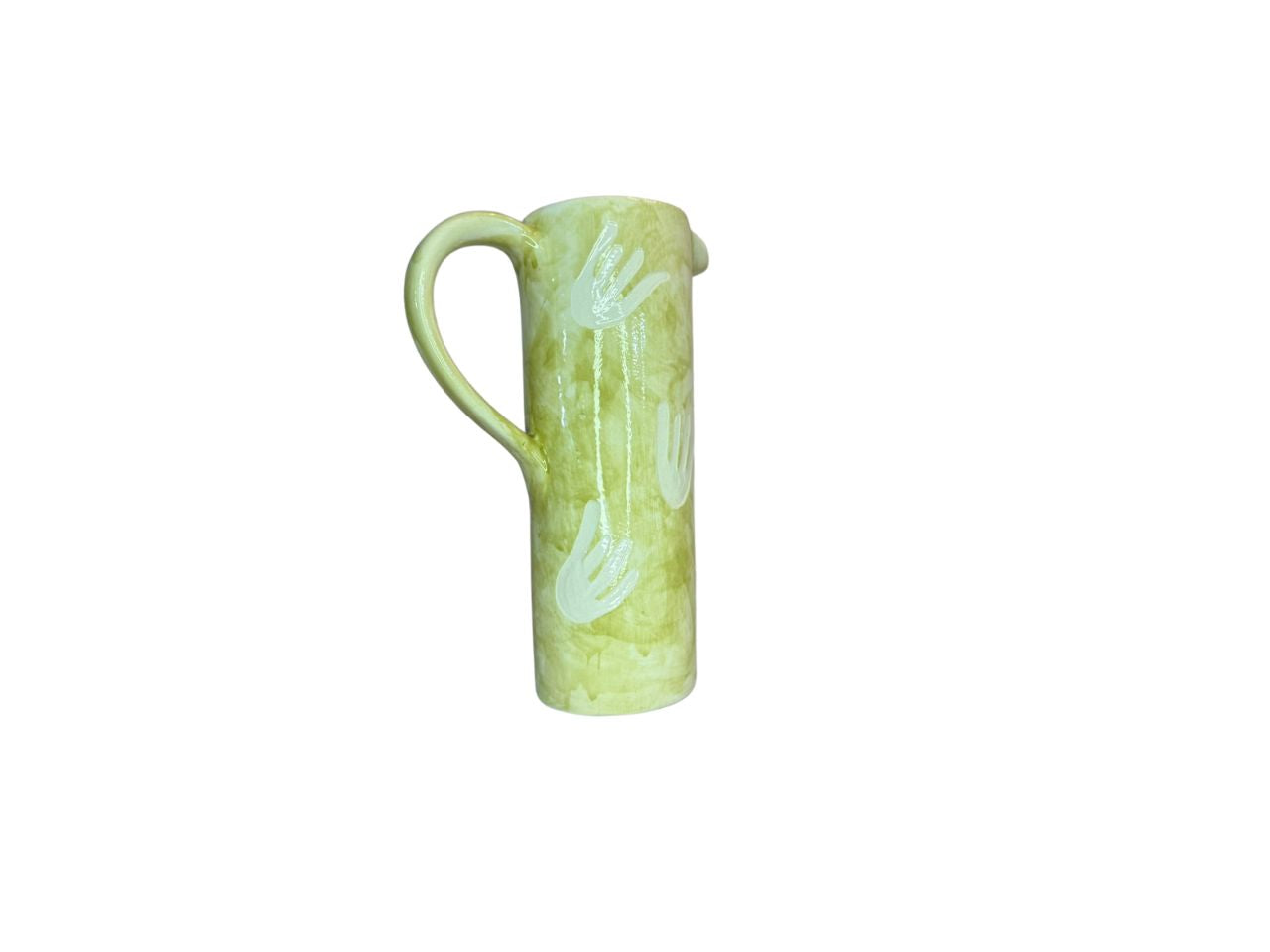 green-jug-with-handprint-design-back-view-for-sale