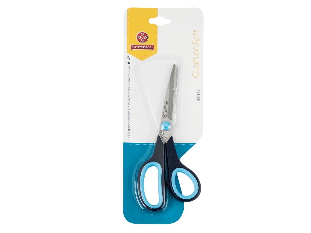 mundial-multipurpose-scissors-blue-and-black-handle-8-and-a-half-inch-packaging