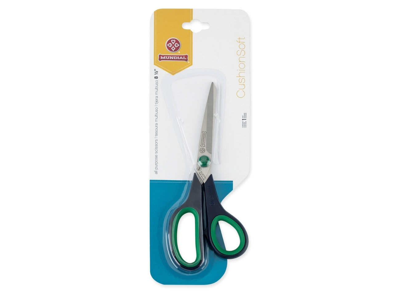 mundial-multipurpose-scissors-green-and-black-handle-8-and-a-half-inch-packaging